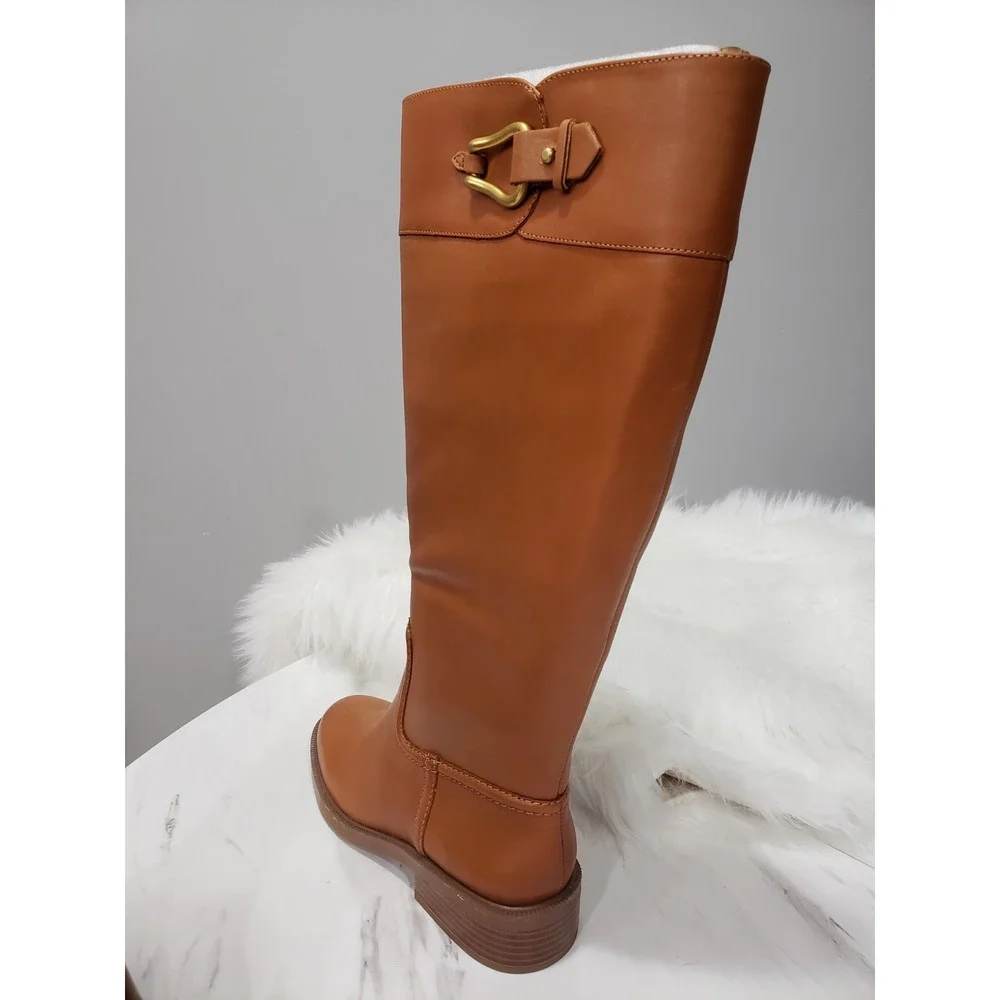NEW SIZE 7 WIDE CALF  LEATHER Ridding Knee High Boots Brown ANDALIAN OLD MONEY